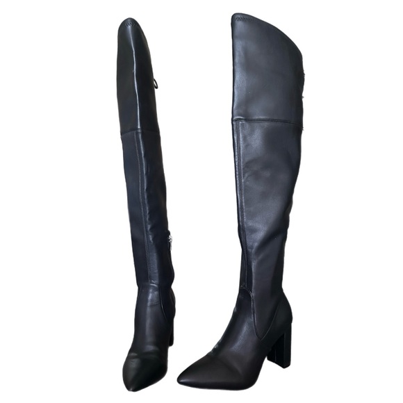 Marc Fisher Vany Over The Knee Pointed Toe Block Heel Black Size 6 - Picture 2 of 13